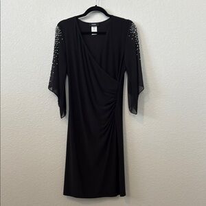 MSK Elegant Black Dress with Embellished Sleeves size small